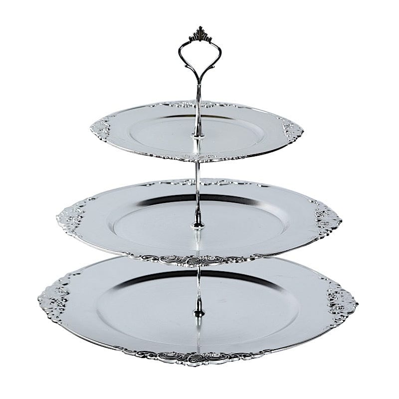 3-Tier 13" Round Plastic Cupcake Stand with Top Handle