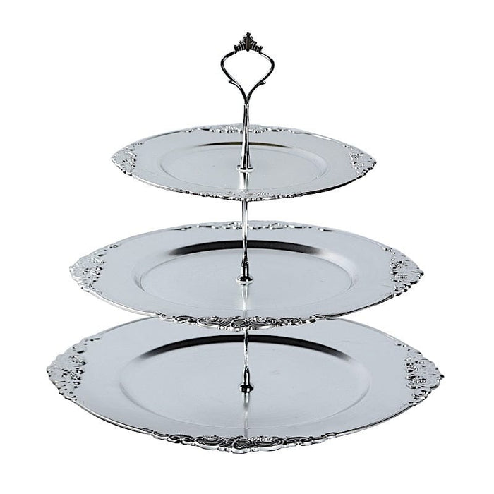 3-Tier 13" Round Plastic Cupcake Stand with Top Handle