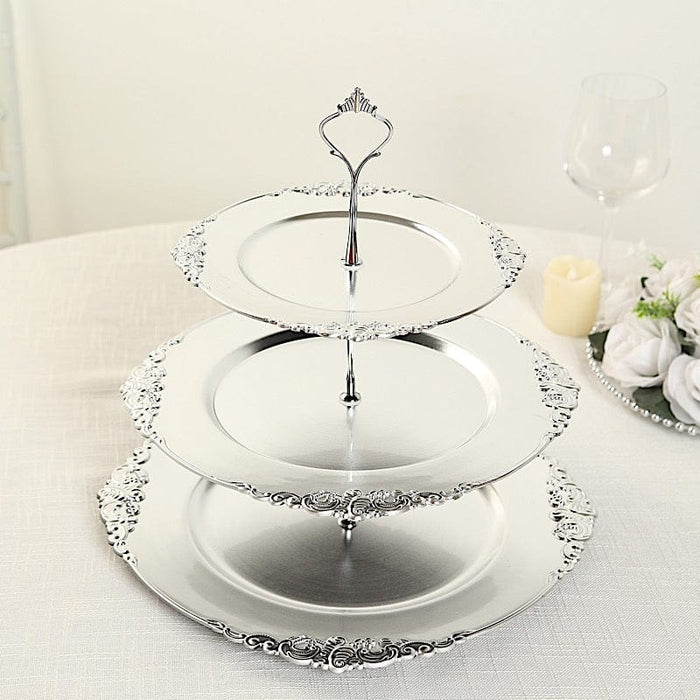 3-Tier 13" Round Plastic Cupcake Stand with Top Handle