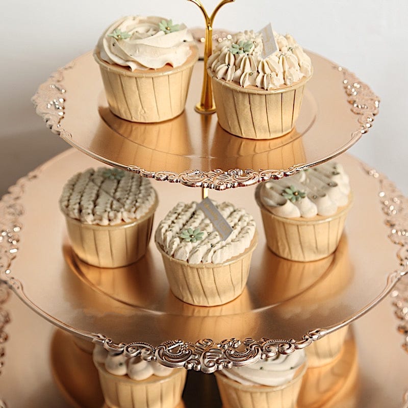 3-Tier 13" Round Plastic Cupcake Stand with Top Handle