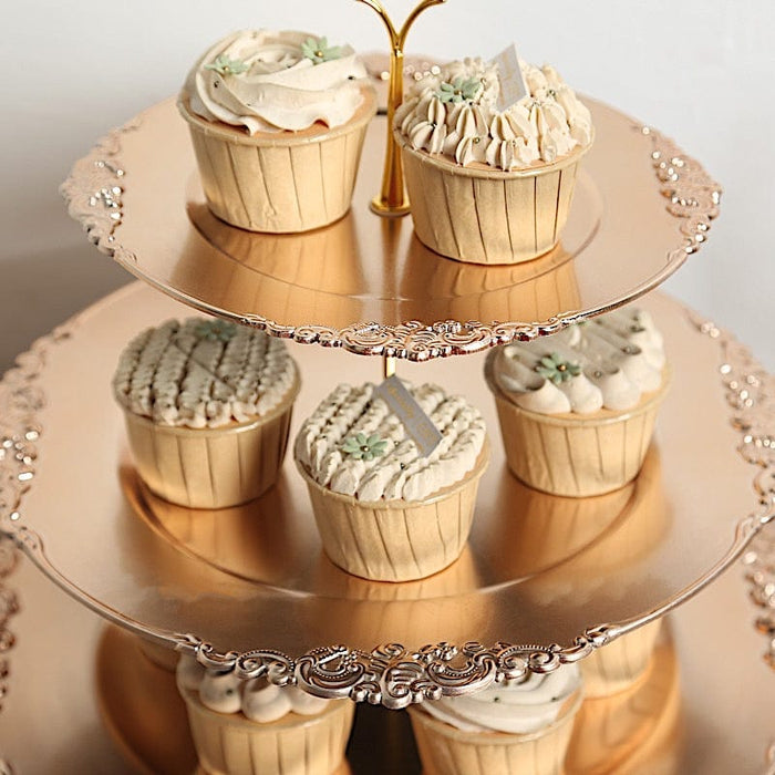 3-Tier 13" Round Plastic Cupcake Stand with Top Handle