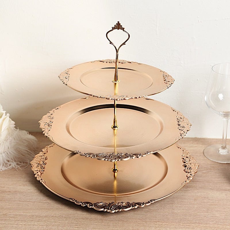 3-Tier 13" Round Plastic Cupcake Stand with Top Handle