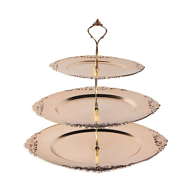 3-Tier 13" Round Plastic Cupcake Stand with Top Handle