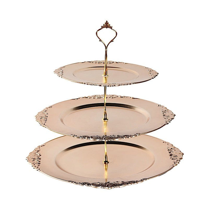 3-Tier 13" Round Plastic Cupcake Stand with Top Handle