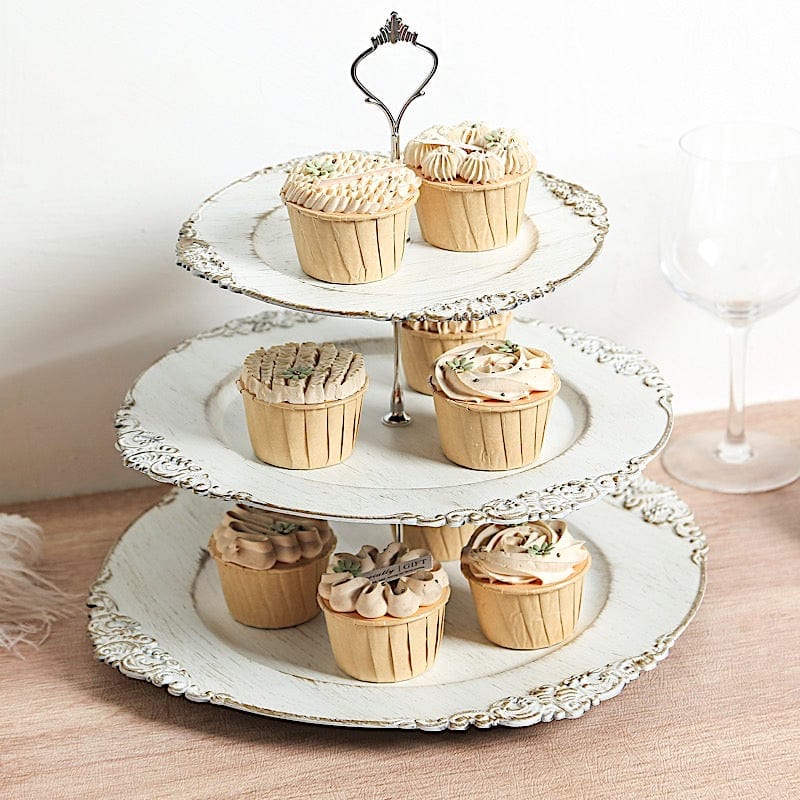 3-Tier 13" Round Plastic Cupcake Stand with Top Handle