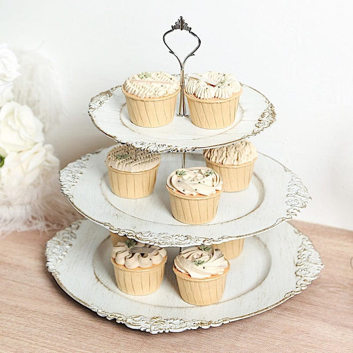 3-Tier 13" Round Plastic Cupcake Stand with Top Handle