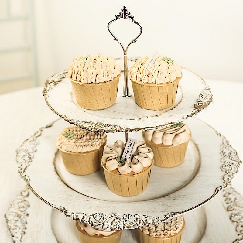 3-Tier 13" Round Plastic Cupcake Stand with Top Handle