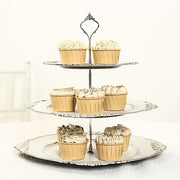 3-Tier 13" Round Plastic Cupcake Stand with Top Handle