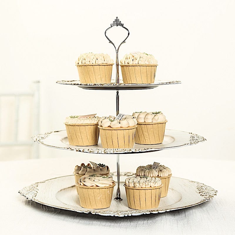 3-Tier 13" Round Plastic Cupcake Stand with Top Handle