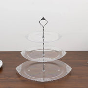 3-Tier 13" Round Plastic Cupcake Stand with Top Handle