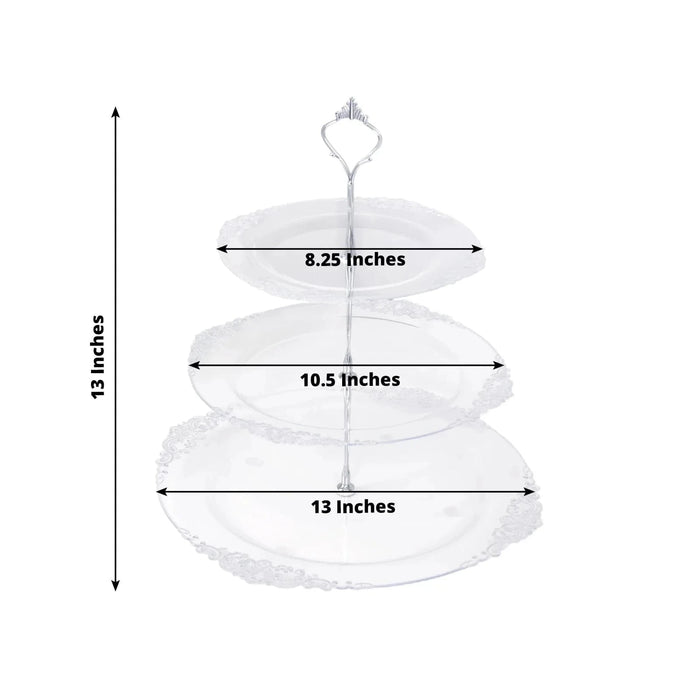 3-Tier 13" Round Plastic Cupcake Stand with Top Handle