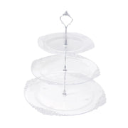 3-Tier 13" Round Plastic Cupcake Stand with Top Handle CAKE_PLST_R1310_CLSV