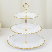 3-Tier 14" Round Plastic Cupcake Tower Stand Beaded Rim