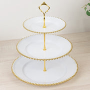 3-Tier 14" Round Plastic Cupcake Tower Stand Beaded Rim
