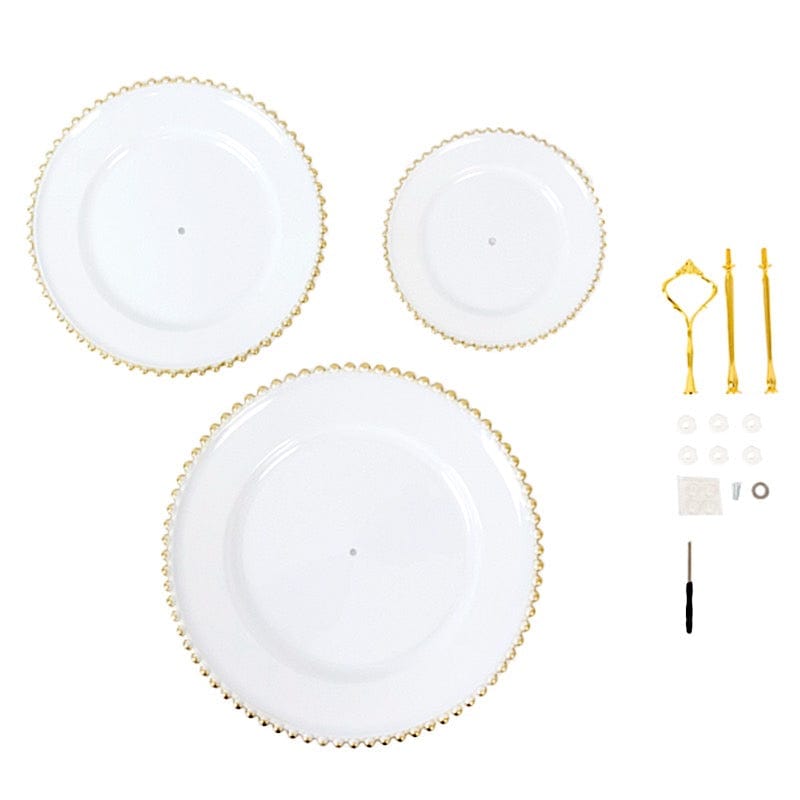 3-Tier 14" Round Plastic Cupcake Tower Stand Beaded Rim