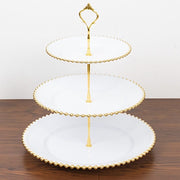 3-Tier 14" Round Plastic Cupcake Tower Stand Beaded Rim