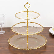 3-Tier 14" Round Plastic Cupcake Tower Stand Beaded Rim