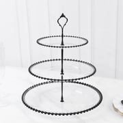 3-Tier 14" Round Plastic Cupcake Tower Stand Beaded Rim