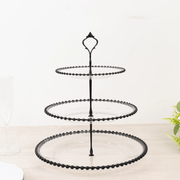 3-Tier 14" Round Plastic Cupcake Tower Stand Beaded Rim