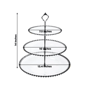 3-Tier 14" Round Plastic Cupcake Tower Stand Beaded Rim