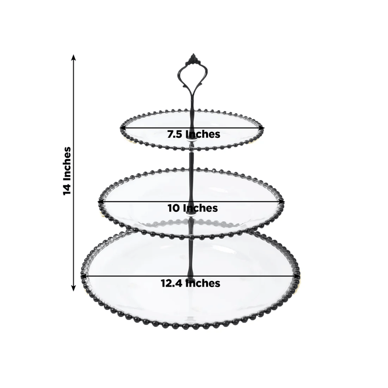 3-Tier 14" Round Plastic Cupcake Tower Stand Beaded Rim