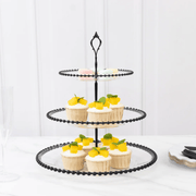 3-Tier 14" Round Plastic Cupcake Tower Stand Beaded Rim