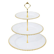3-Tier 14" Round Plastic Cupcake Tower Stand Beaded Rim CAKE_PLST_R4239_WHGD