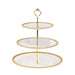 3-Tier 14" Round Plastic Cupcake Tower Stand with Gold Beaded Rim - Clear CAKE_PLST_R4239_CLGD