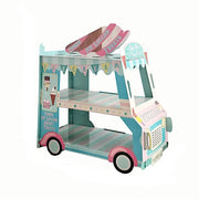 3 Tier 16" tall Cardboard Ice Cream Truck Cupcake Stand Dessert Holder - Blue and Pink CAKE_CARB007_VAN
