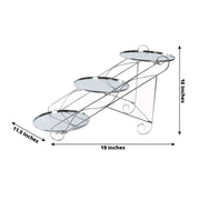 3-Tier 16"x19" Cascading Design with Round Mirror Trays Metal Cake Stand - Silver CHDLR_CAKE25_SILV