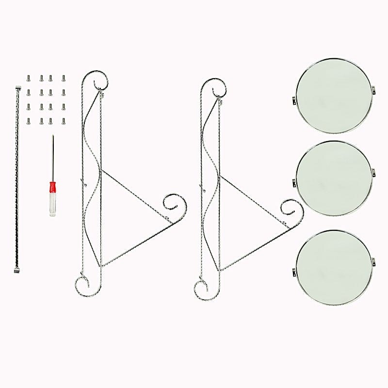 3-Tier 16"x19" Cascading Design with Round Mirror Trays Metal Cake Stand - Silver CHDLR_CAKE25_SILV