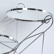 3-Tier 16"x19" Cascading Design with Round Mirror Trays Metal Cake Stand - Silver CHDLR_CAKE25_SILV