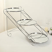 3-Tier 16"x19" Cascading Design with Round Mirror Trays Metal Cake Stand - Silver CHDLR_CAKE25_SILV