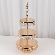 3-Tier 26" Crystal Beaded Metal Cake Stand - Gold CHDLR_CAKE22_GOLD