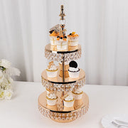 3-Tier 26" Crystal Beaded Metal Cake Stand - Gold CHDLR_CAKE22_GOLD