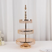 3-Tier 26" Crystal Beaded Metal Cake Stand - Gold CHDLR_CAKE22_GOLD