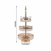 3-Tier 26" Crystal Beaded Metal Cake Stand - Gold CHDLR_CAKE22_GOLD
