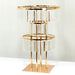 3-Tier 27" Metal Chandelier Floral Stand with Hanging Acrylic Crystals - Gold and Clear CHDLR_070_3T_GOLD