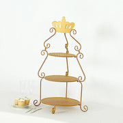 3 Tier 32" Round Metal Cake Stand with Crown Top - Gold CAKE_STND_CROWN01_GOLD