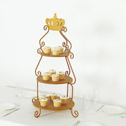 3 Tier 32" Round Metal Cake Stand with Crown Top - Gold CAKE_STND_CROWN01_GOLD