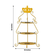 3 Tier 32" Round Metal Cake Stand with Crown Top - Gold CAKE_STND_CROWN01_GOLD