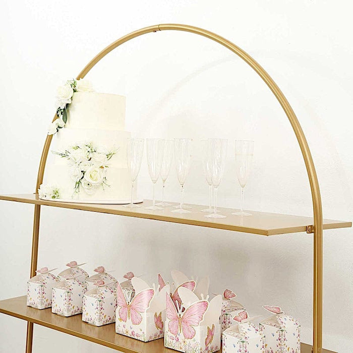 3-Tier 6.5 ft Metal Arch Cupcake Dessert Display Stand - Gold CAKE_STND_OVAL01_78_GOLD