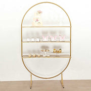 3-Tier 6.5 ft Metal Arch Cupcake Dessert Display Stand - Gold CAKE_STND_OVAL01_78_GOLD