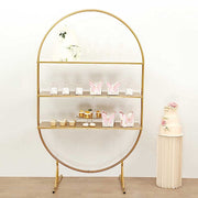 3-Tier 6.5 ft Metal Arch Cupcake Dessert Display Stand - Gold CAKE_STND_OVAL01_78_GOLD