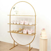 3-Tier 6.5 ft Metal Arch Cupcake Dessert Display Stand - Gold CAKE_STND_OVAL01_78_GOLD
