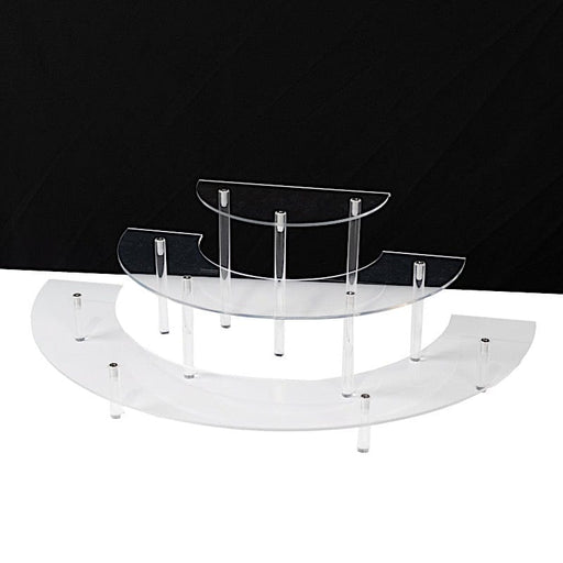 3-Tier Acrylic Half-Moon Dessert Display Pedestal Stand - Clear CAKE_PLST_CIR010_SET_CLR