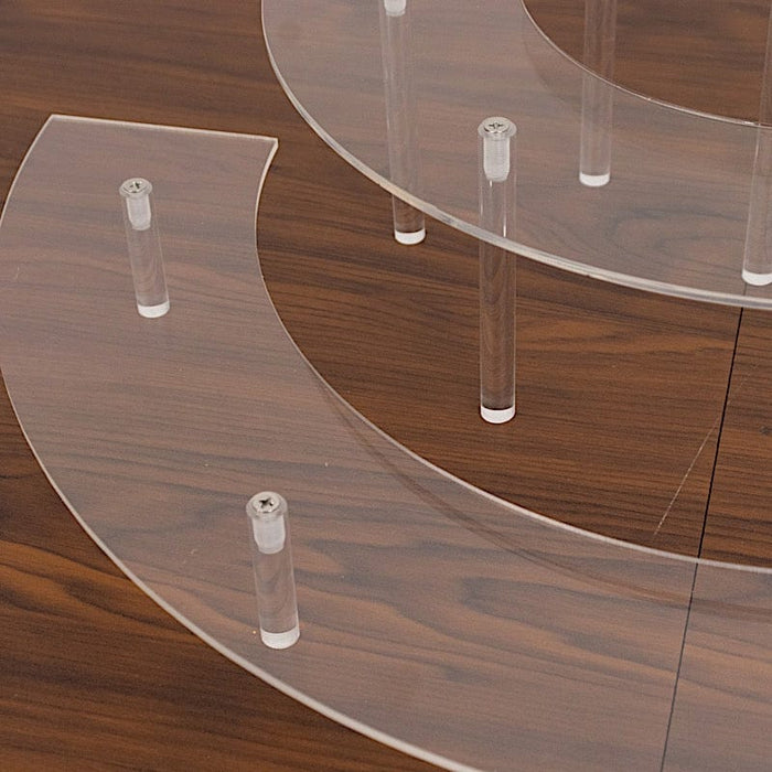 3-Tier Acrylic Half-Moon Dessert Display Pedestal Stand - Clear CAKE_PLST_CIR010_SET_CLR