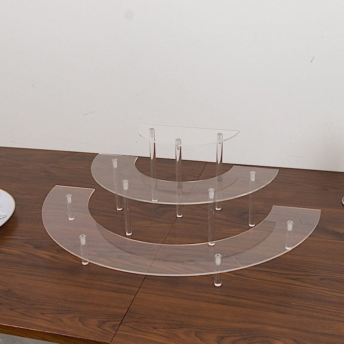 3-Tier Acrylic Half-Moon Dessert Display Pedestal Stand - Clear CAKE_PLST_CIR010_SET_CLR
