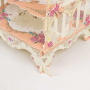 3 Tier Birdcage Cardboard Cupcake Stand with Floral Print - White and Peach CAKE_CARB010_CAGE