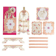 3 Tier Birdcage Cardboard Cupcake Stand with Floral Print - White and Peach CAKE_CARB010_CAGE